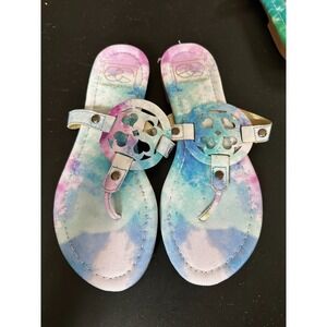 Everglades Purple and Blue Patterned Flip Flops in 8 NWOB